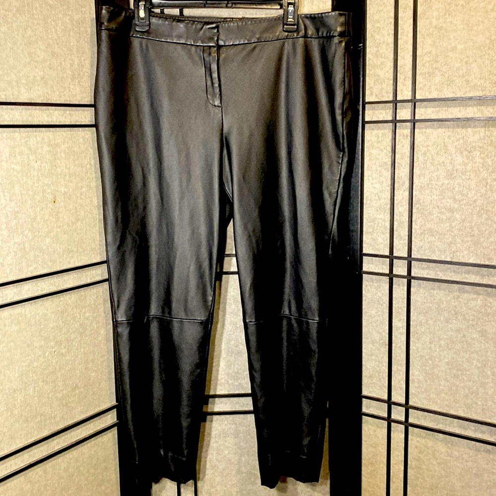 Liz Claiborne size 14 faux leather black pants - altered to cropped 26 inseam